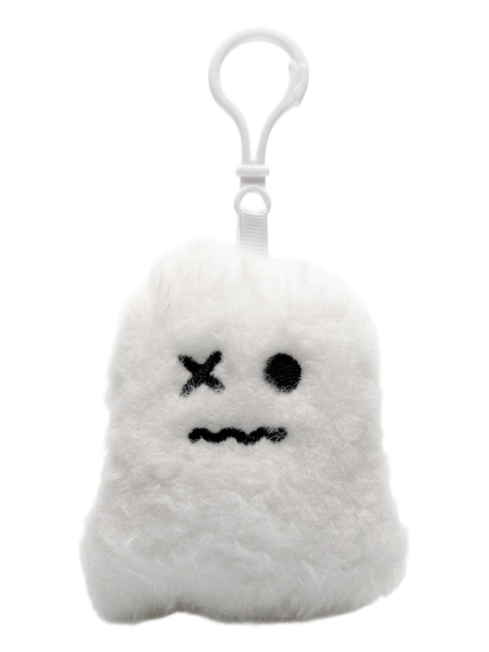 White Plush Ghost Clip-On Bag Charm Keychain